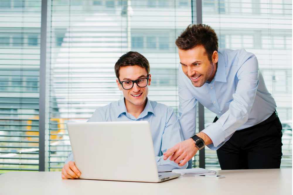 Expert giving support to intern