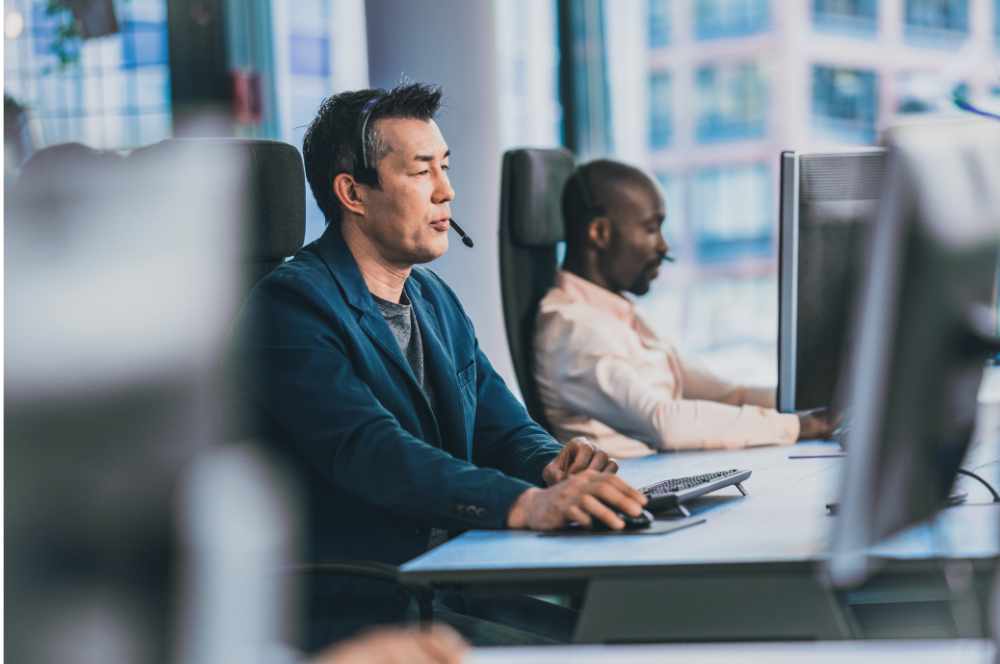 SAP expert helping client via headset