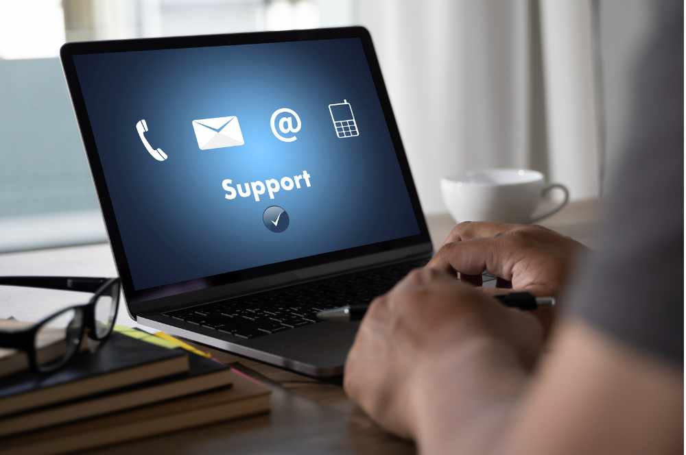 Laptop with various support icon