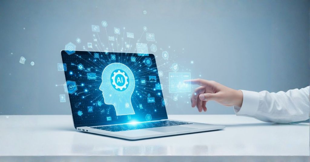 Picture of a laptop with AI Agent